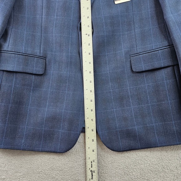 IZOD 2-Piece Suit Jacket & Pants Mens 42 S/ 36W Dark Blue Check Single Breasted - Picture 2 of 16